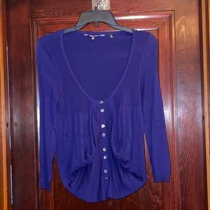 Anthropologie/Knotted and Knotted Navy Draped Short Cardigan Sweater Size XS